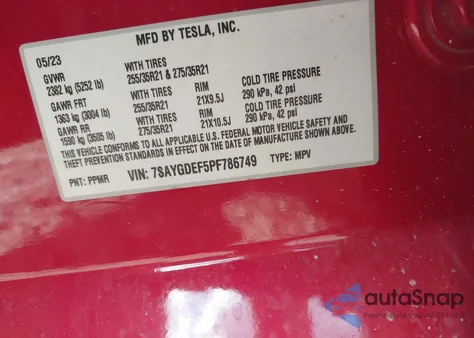 2023 Tesla Model Y Performance Dual Motor All-Wheel Drive из США, поврежденный, VIN 7SAYGDEF5PF786749